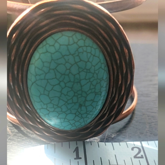 Turquoise Stone Cuff Bracelet - Picture 2 of 4